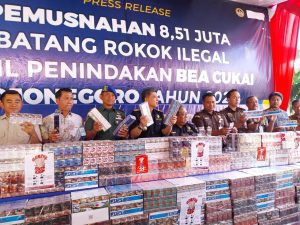 Bea Cukai Bojonegoro Musnahkan 8,51 Juta Batang Rokok Ilegal Senilai Rp12,6 Miliar