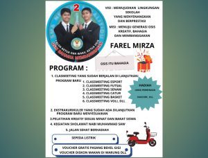 Pamflet Kampanye Kreatif Calon Ketua OSIS SMA Negeri 1 Kalitidu Nomor Urut 2