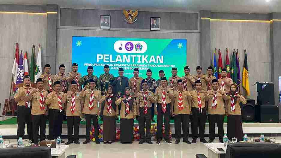 Pelantikan Satuan Komunitas Sako Pramuka Pandu Ma’arif Cabang Bojonegoro periode 2025–2030 di Hall KH Hasyim Asy’ari Unugiri Bojonegoro