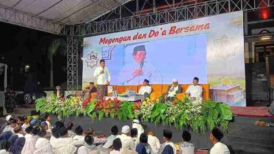 Suasana megengan dan doa bersama di Masjid Al Biru Pertiwi Dander dengan pengamanan Banser