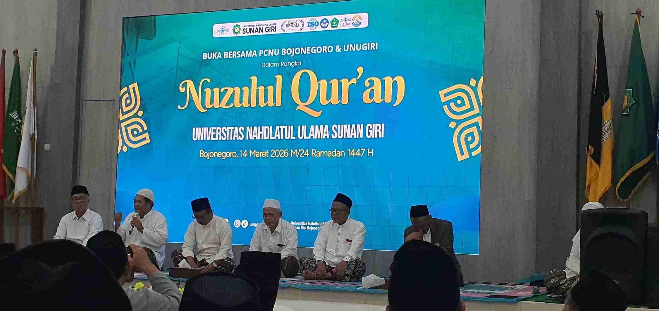 Buka bersama PCNU Bojonegoro dan Unugiri dalam peringatan Nuzulul Qur’an di Kampus Unugiri Bojonegoro, 14 Maret 2026