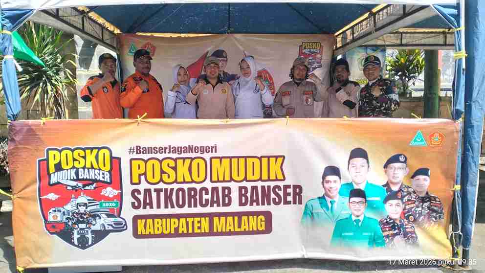 Posko Mudik Satkorcab Banser Kabupaten Malang di Pakisaji siaga layani pemudik Lebaran 2026