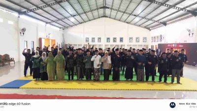 Suasana pelantikan PAC dan halal bihalal Pagar Nusa Bojonegoro di Gedung Plesungan Kapas