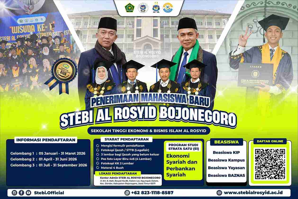 Penerimaan mahasiswa baru STEBI Al Rosyid Bojonegoro 2026 dengan program studi ekonomi syariah dan perbankan syariah