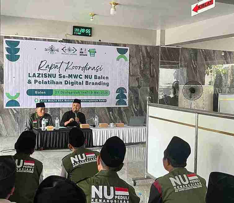 Pelatihan digital branding LAZISNU MWCNU Balen di Aula Masjid BSA Babussalam