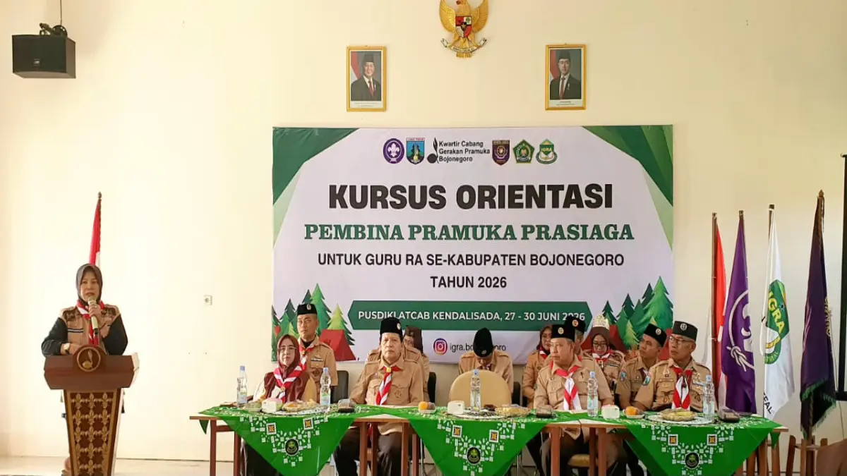 Nurul Azizah Ketua Kwarcab Bojonegoro Kursus Orientasi Pembina Pramuka Prasiaga Kwarcab Bojonegoro bersama IGRA Kabupaten Bojonegoro Tahun 2026.