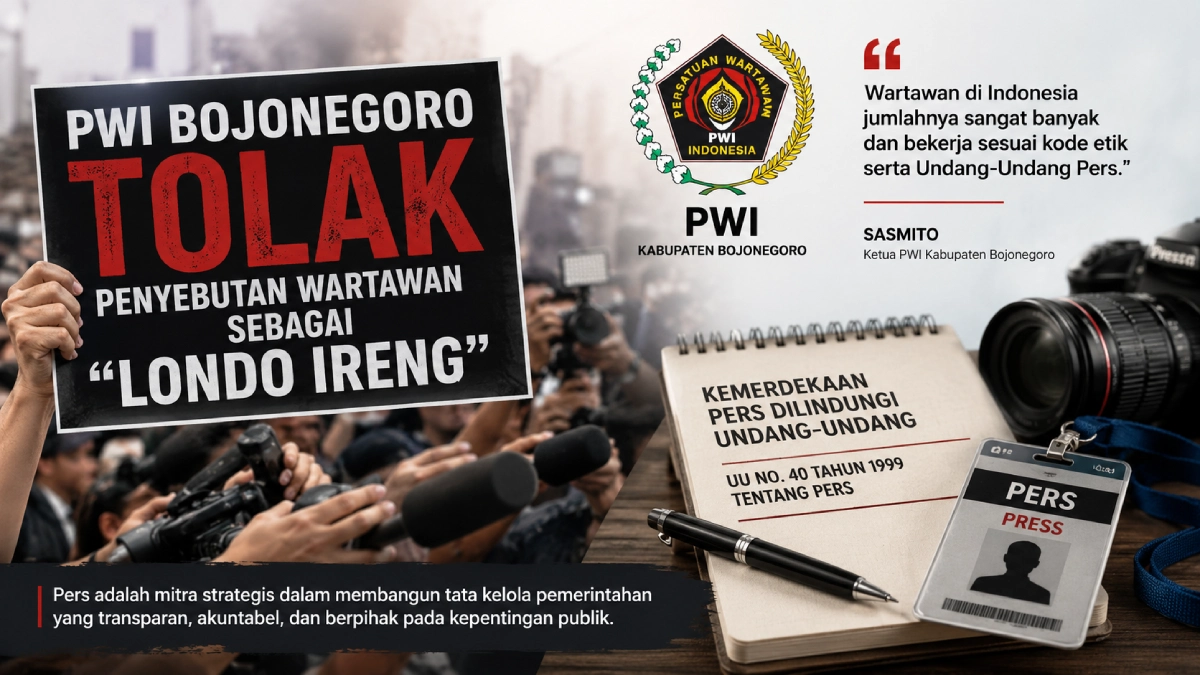 Ilustrasi PWI Bojonegoro menolak generalisasi wartawan dengan istilah "londo ireng" dan menegaskan pentingnya menghormati kemerdekaan pers.
