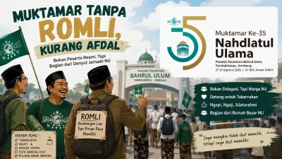 Ilustrasi rombongan warga Nahdlatul Ulama (Romli) menghadiri Muktamar NU Ke-35 di Pondok Pesantren Bahrul Ulum Tambakberas, Jombang.