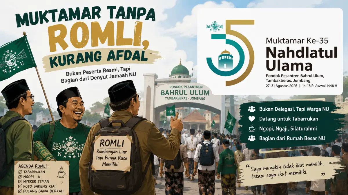 Ilustrasi rombongan warga Nahdlatul Ulama (Romli) menghadiri Muktamar NU Ke-35 di Pondok Pesantren Bahrul Ulum Tambakberas, Jombang.