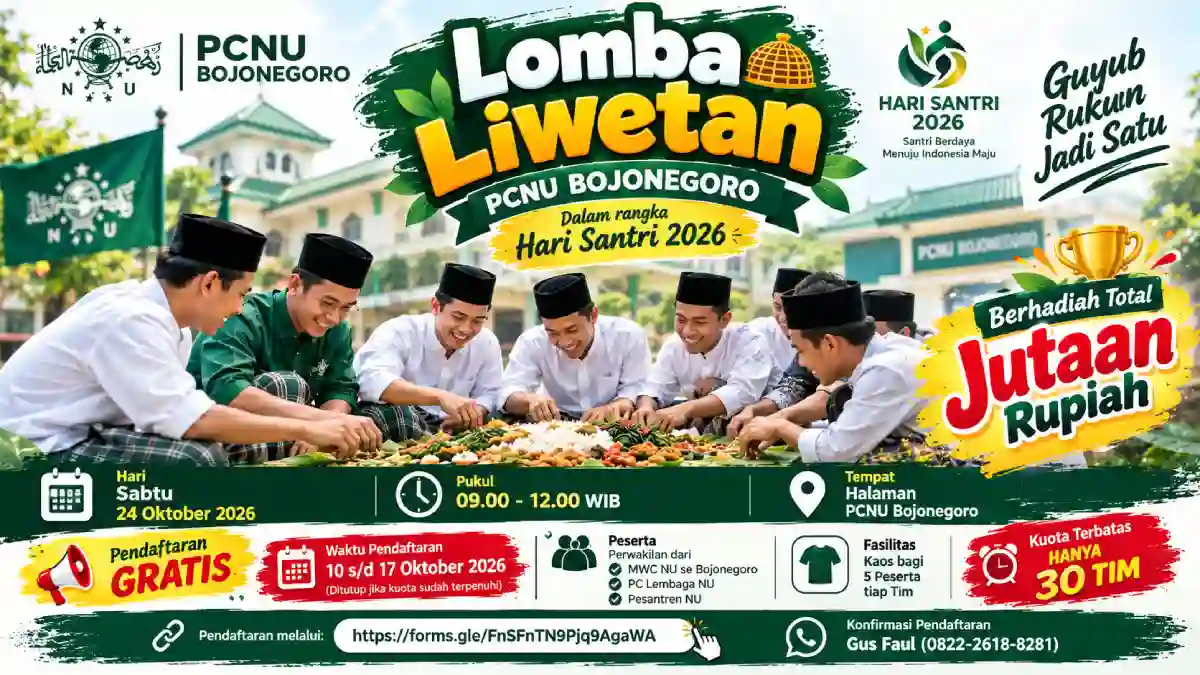 Ilustrasi lomba liwetan PCNU Bojonegoro menyambut Hari Santri 2026